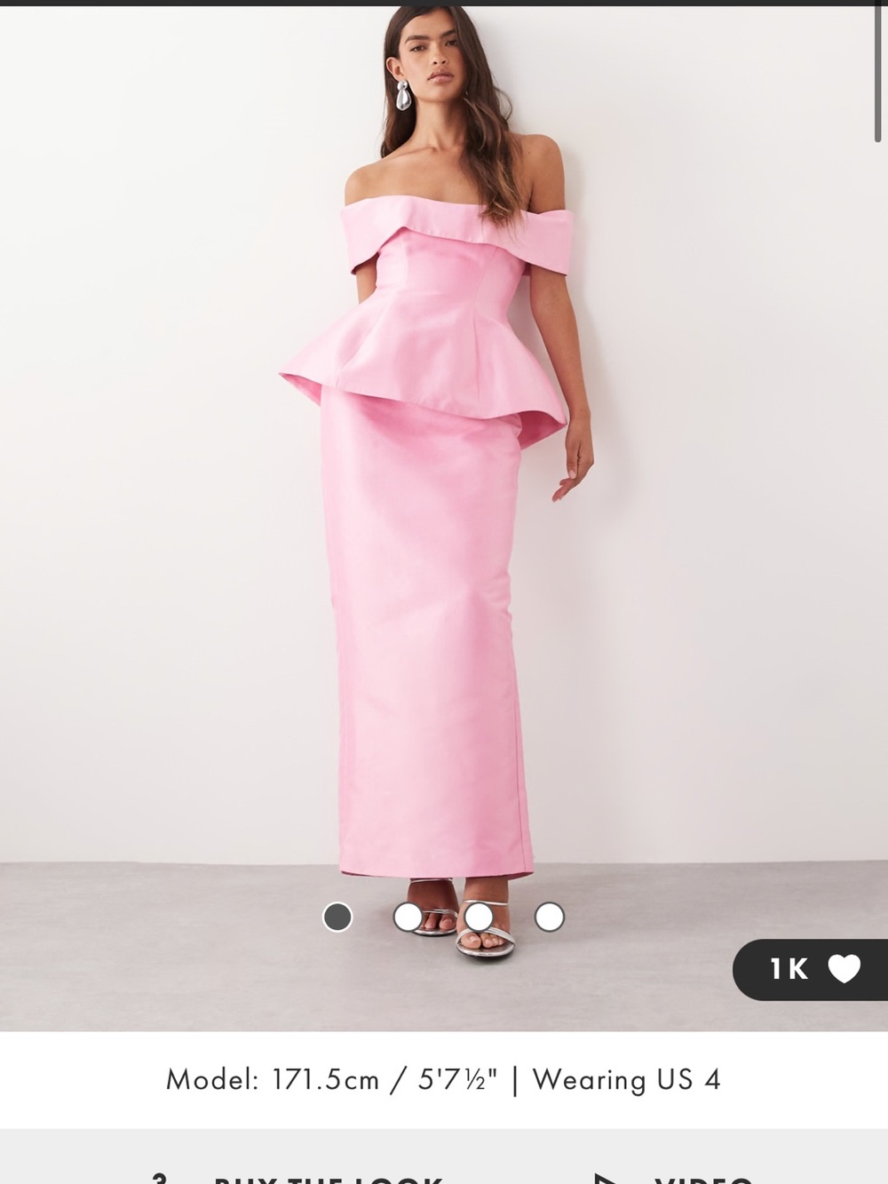ASOS Arrange Off-Shoulder Pink Peplum Evening Gown